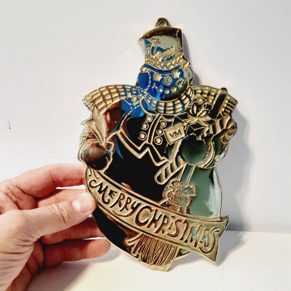 Virginia Metalcrafters Merry Christmas The SNOWMAN Brass Trivet - 4th in Series